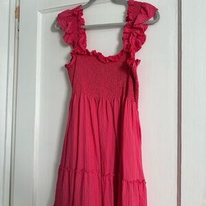 Hill House Ellie Nap Dress- Watermelon Tonal Seersucker